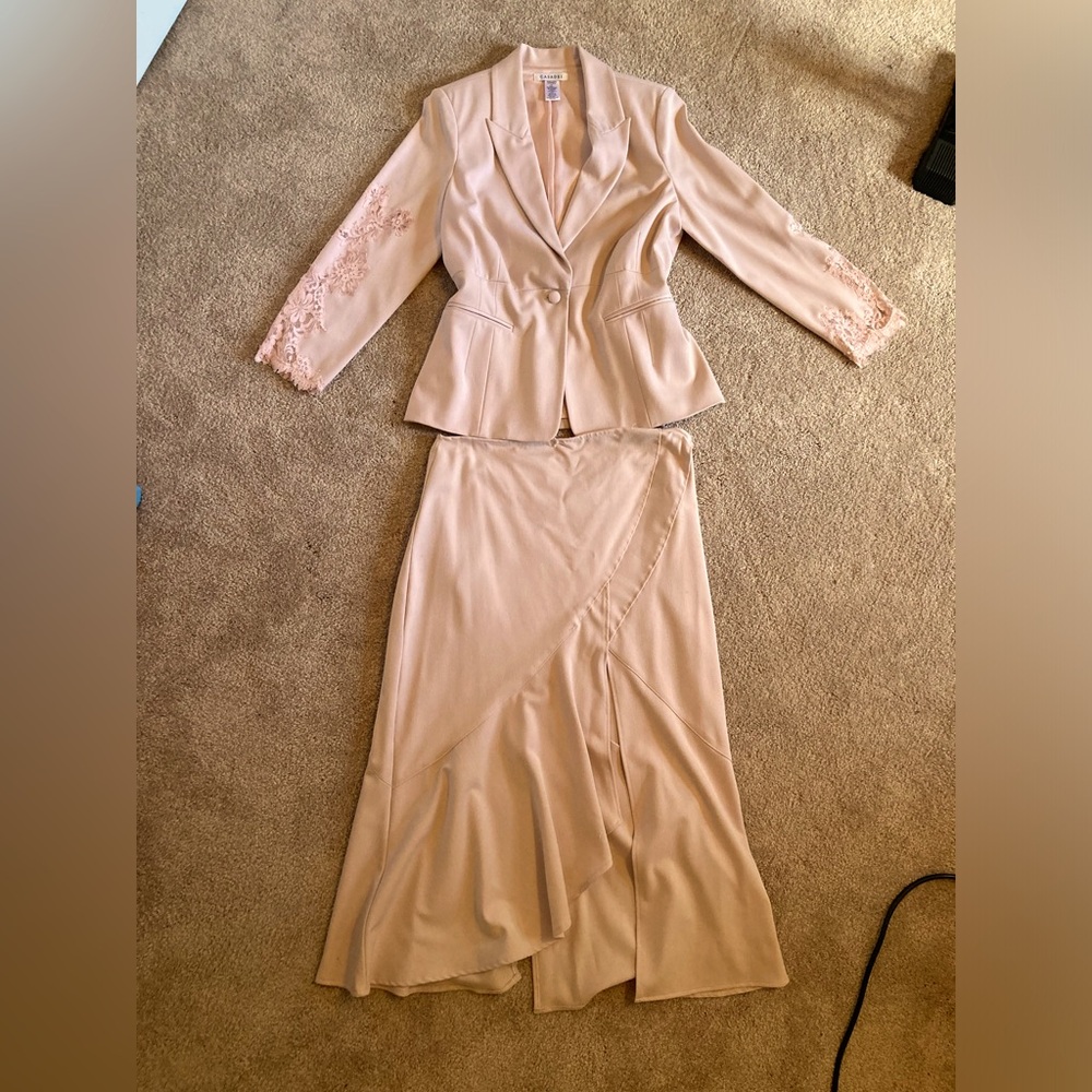 Handmade lace inlay blazer and tulip skirt set perfect for wedding-unfinished